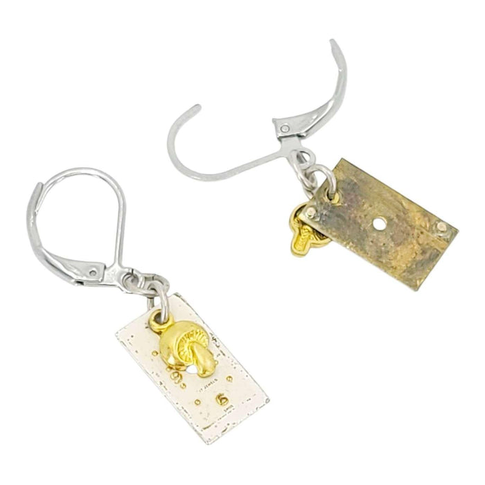Earrings - Mushrooms on Watch Faces (Stainless Steel) by Christine Stoll