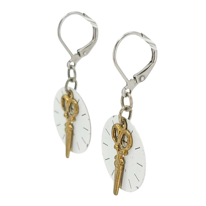 Earrings - Watch Dials - Brass Scissors by Christine Stoll | Altered Relics
