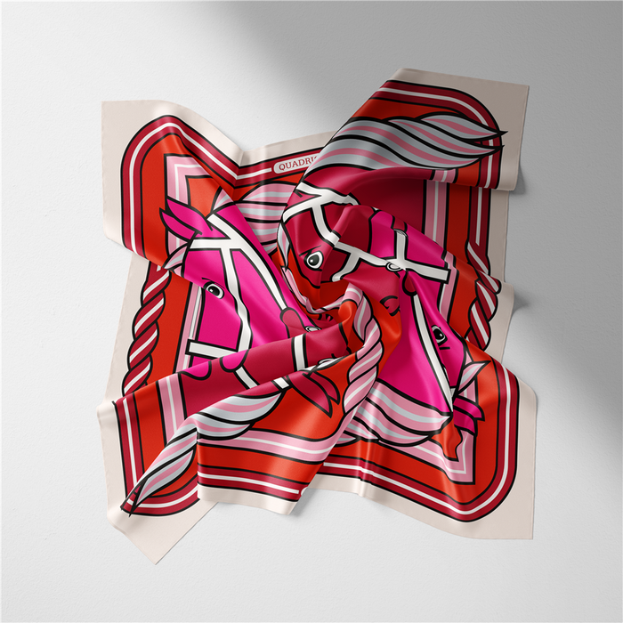 Edda Red Silk Scarf / 53cm