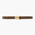 Eleanora Brown Suede Belt with 24K Gold Plaque Buckle