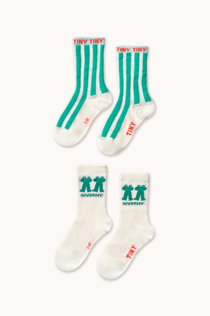 Emerald Stripes & Frog Medium Socks - KIDS