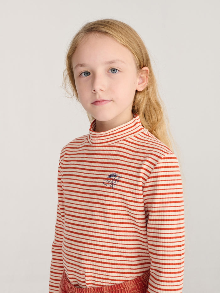 Energy Flower Stripes turtle neck T-shirt - KIDS