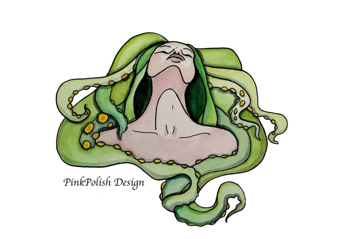 PinkPolish Design Art Prints "Enfolded" Watercolor Painting: Art Print