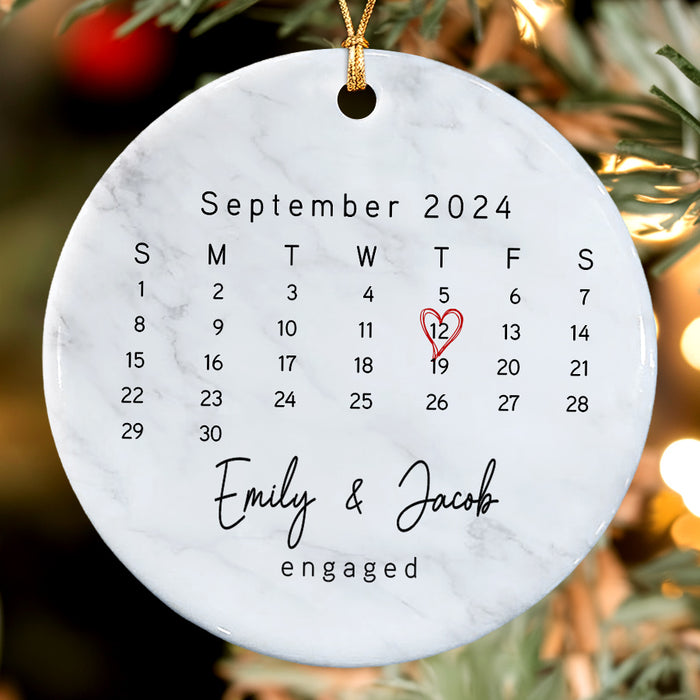 Engaged Ornament | Calendar Ornament for Couple
