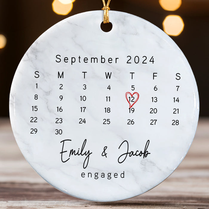 Engaged Ornament | Calendar Ornament for Couple
