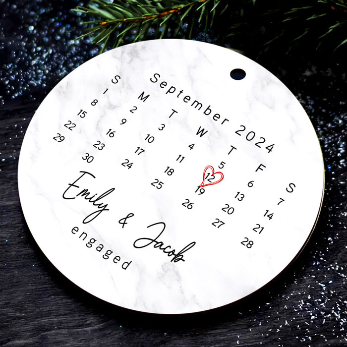 Engaged Ornament | Calendar Ornament for Couple