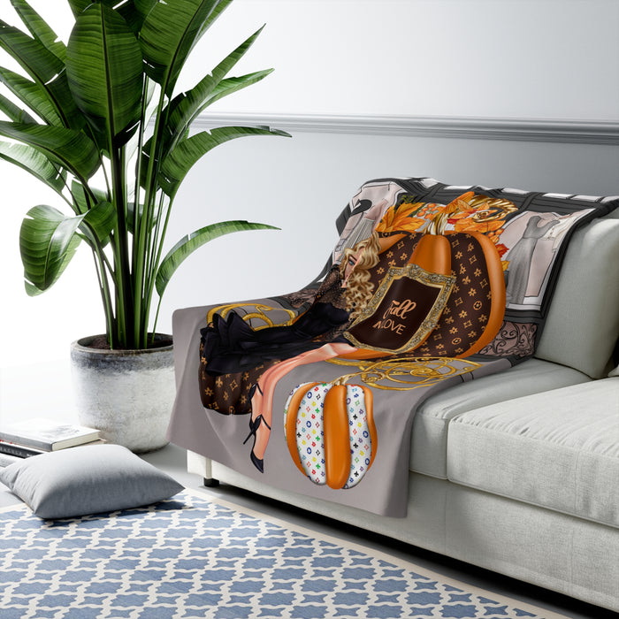 Fall in Love Pumpkin Princess Sherpa Blanket