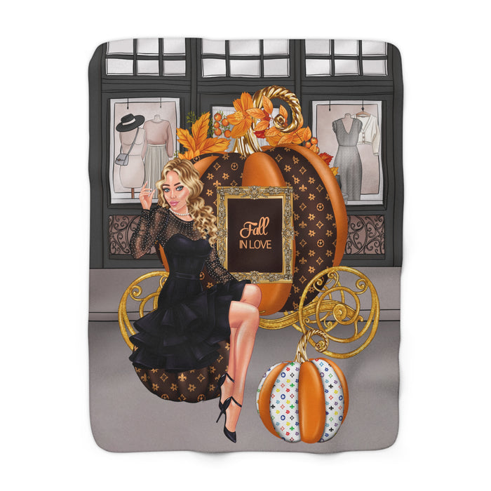 Fall in Love Pumpkin Princess Sherpa Blanket
