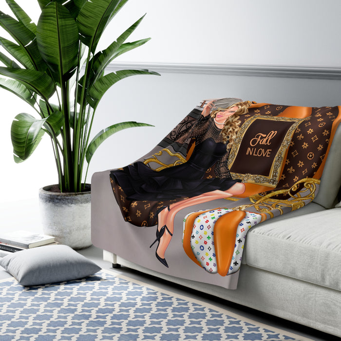 Fall in Love Pumpkin Princess Sherpa Blanket