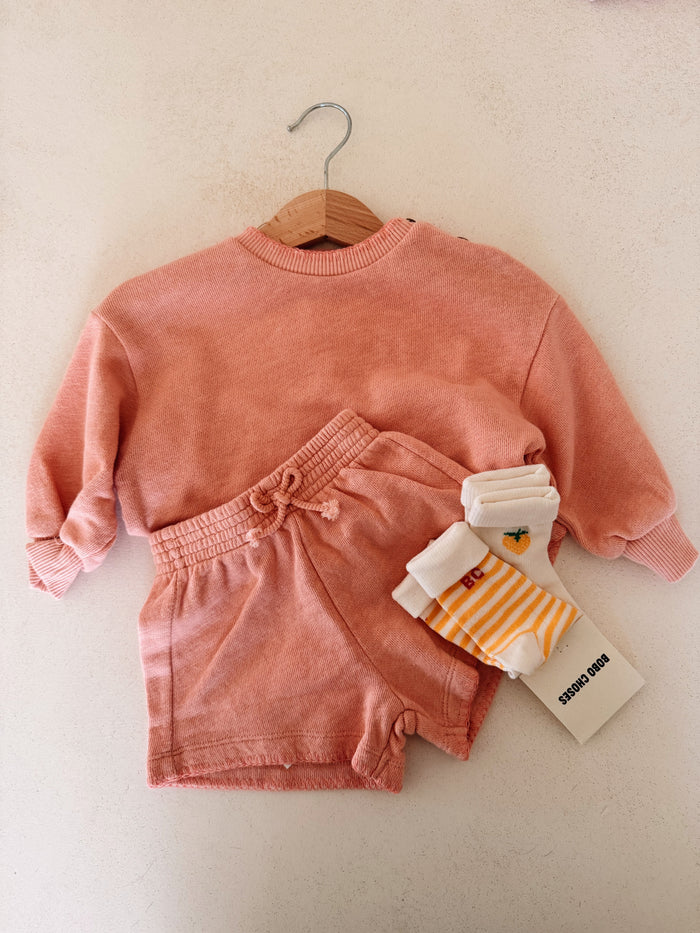 FLEECE SHORTS PEACH - BABY