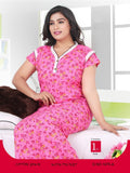 Floral Printed V Neck Ladies Cotton Night Gown.