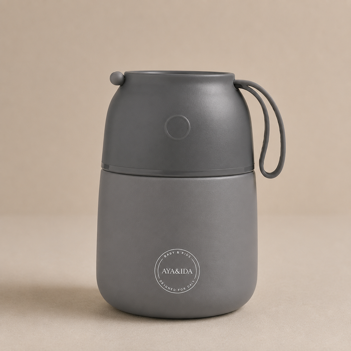 FOOD'IE - Thermos voor Baby’s & Volwassenen - Dark Grey