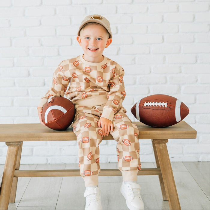 Football Checkered Sweatshirt & Jogger Set