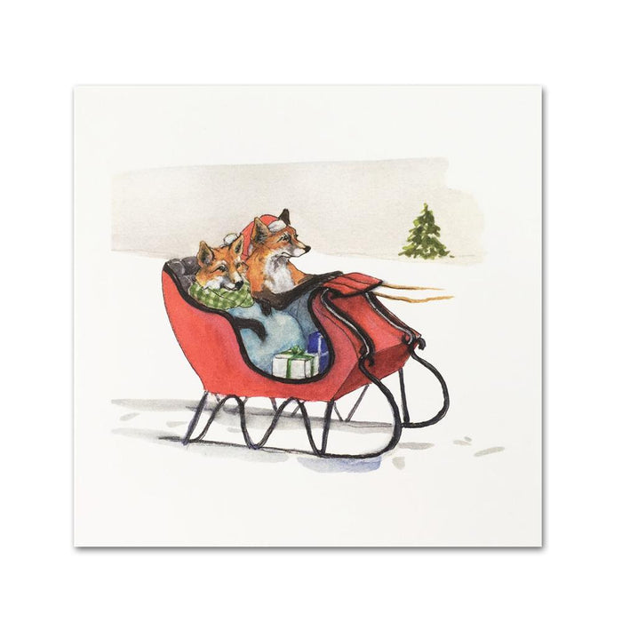 Foxes in Cutter Sleigh Christmas Enclosure Cards