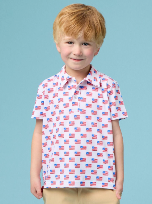 Freedom Flags Knit Short Sleeve Performance Polo