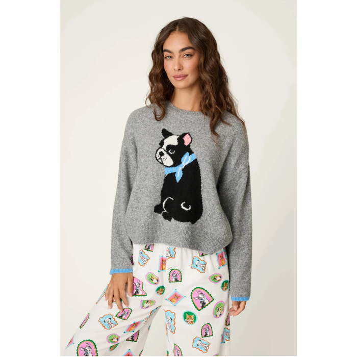 French Bulldog Snuggle Sweater in Frost Gray