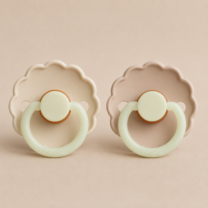 FRIGG BIBS - DAISY duo pack NIGHT 0-6m - Croissant/Cream