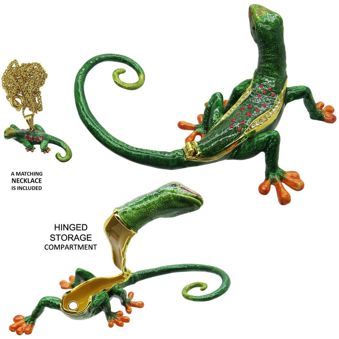 Gecko Jeweled Trinket Box Austrian Crystals