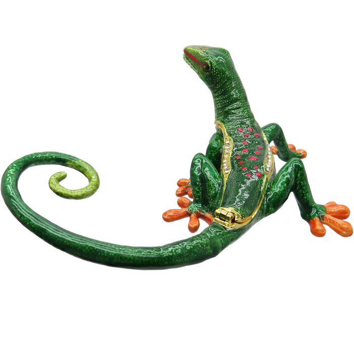 Gecko Jeweled Trinket Box with Austrian Crystals