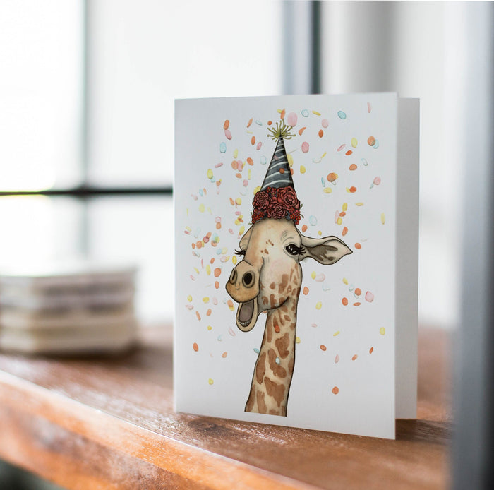 PinkPolish Design Note Cards "Giraffe Celebration" Handmade Notecard