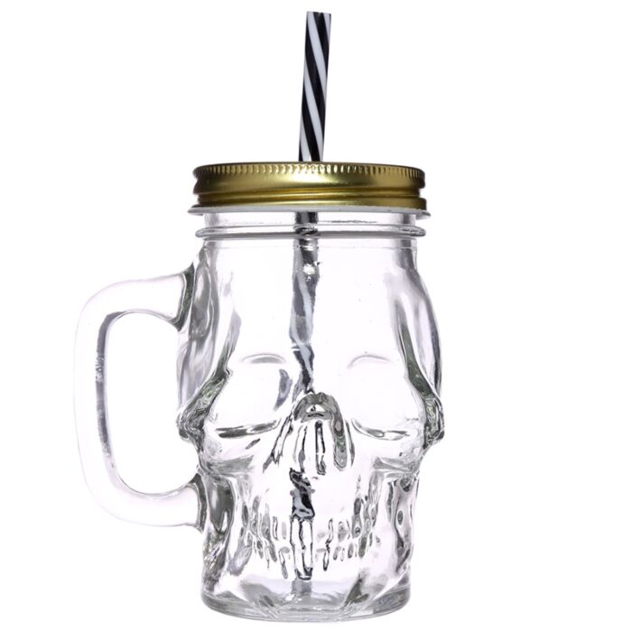 glass skull drinking jar empty soda lime glass novelty drinkware design
