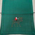 Gnome riding Moose Embroidered on Green 36" Runner