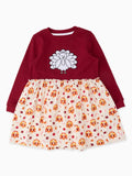 Gobble Gobble Colorable Applique Long Sleeve Mixed Media Dress