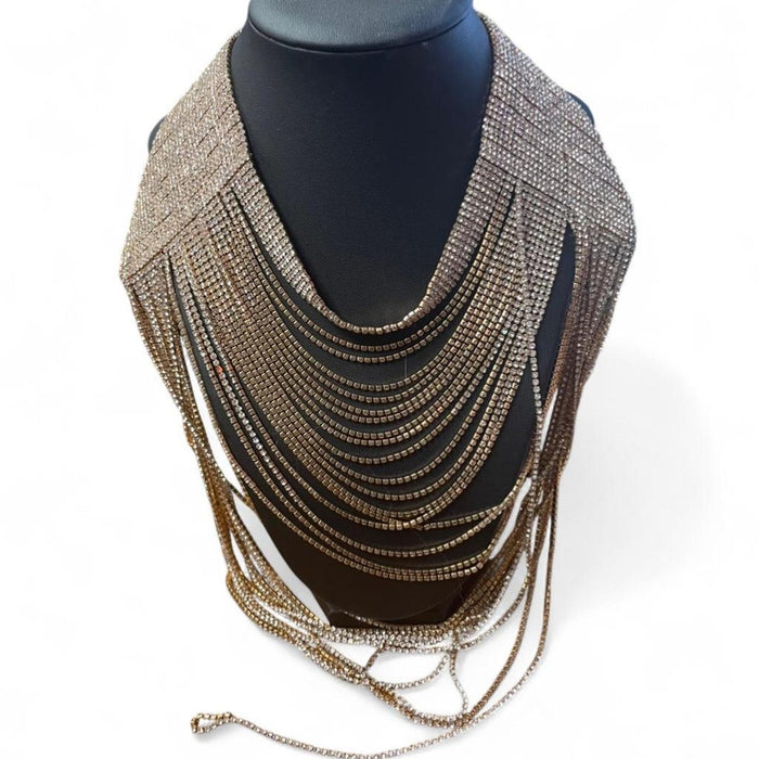 Gold and silver rhinestone choker
