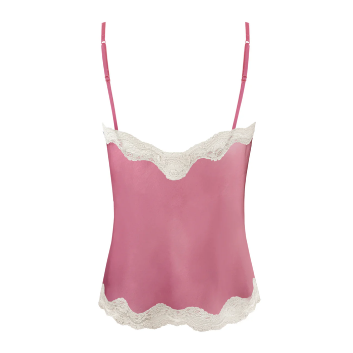 Gold Hawk Silk Camisole with Lace in Pink Lemonade - Romantiques