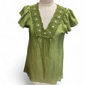 Green boho blouse