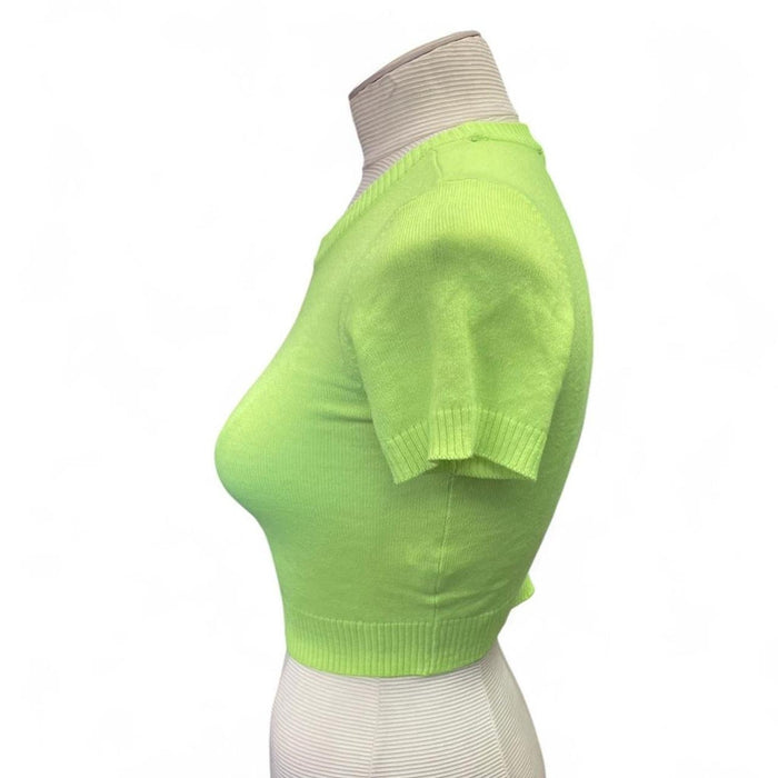 Green short sleeve knit top