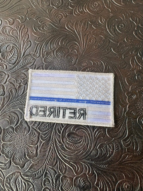 Grey Retired Blue Line American Flag Patch