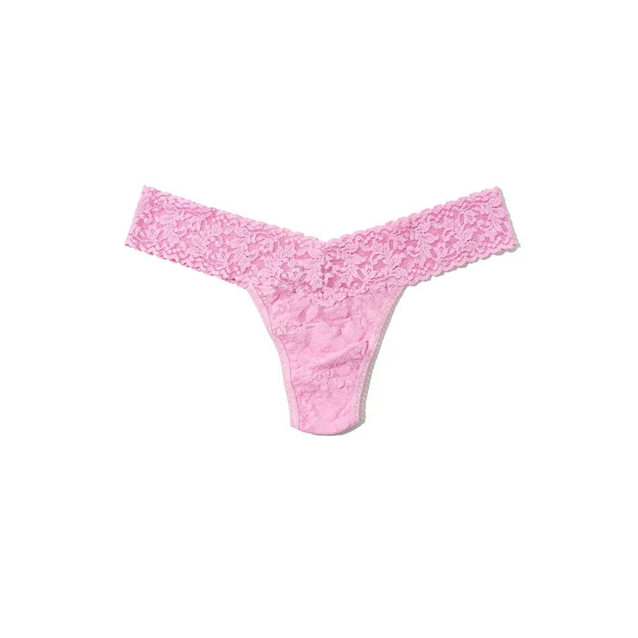Hanky Panky Low Rise Signature Lace Thong In Strawberry Lemonade - Romantiques