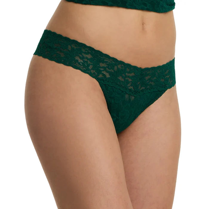 Hanky Panky Signature Lace Low Rise Thong in Spruce Green - Romantiques