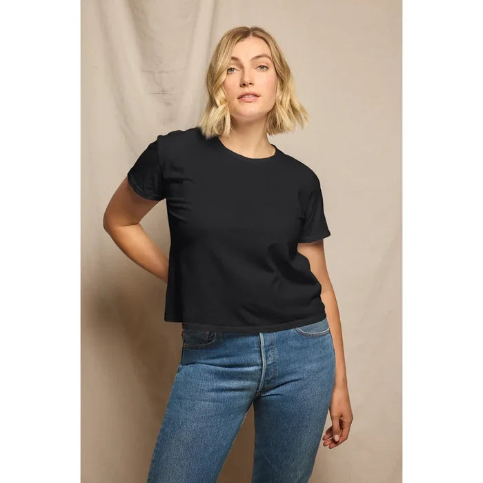 Harley Cotton Boxy Crew Tee in Black - Romantiques