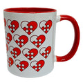 Heart Baskets coffee mug with red handle