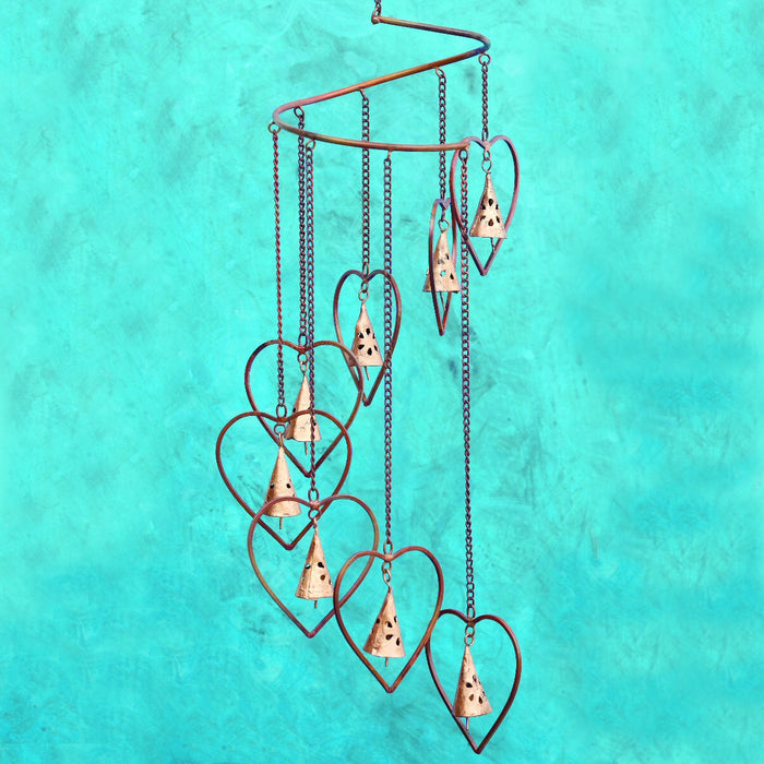 Hearts & Bells Flamed Spiral Mobile