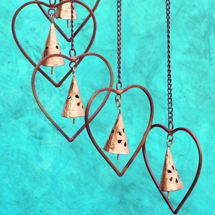Hearts & Bells Flamed Spiral Mobile