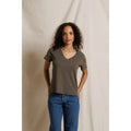 Hendrix Lightweight Cotton Boxy V-Neck Tee in Dark Olive