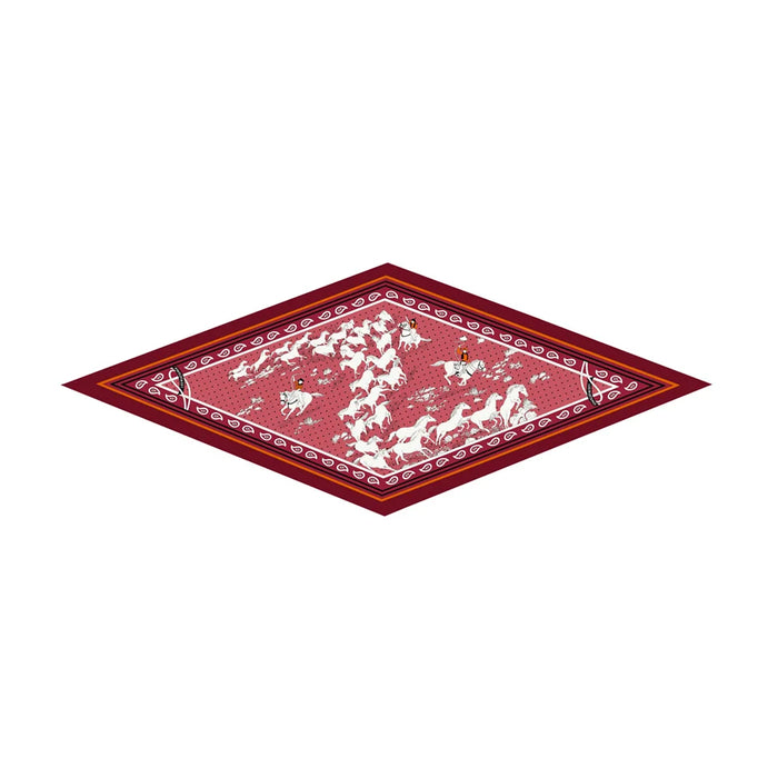 Horses Burgundy Silk Diamond Scarf