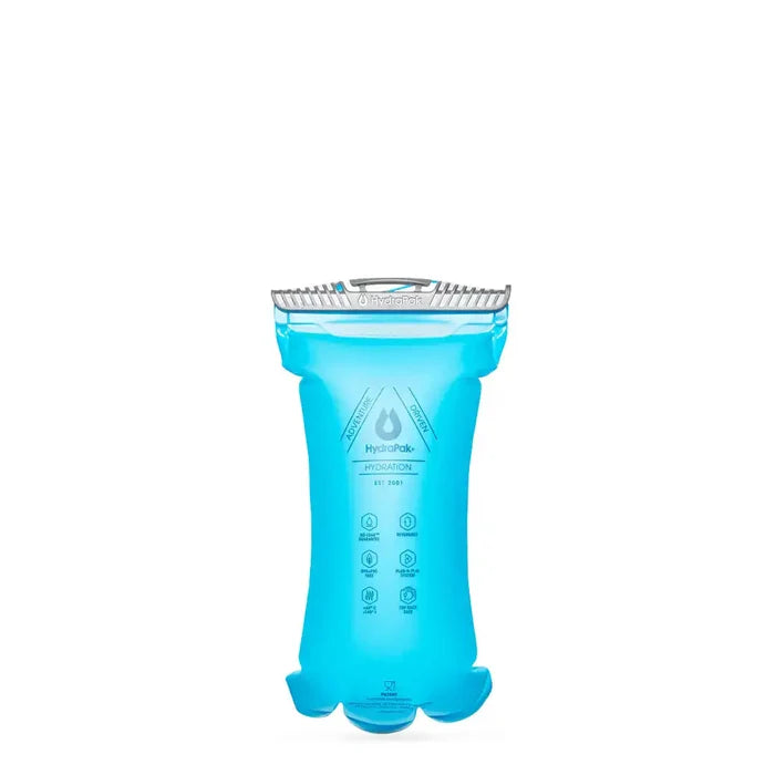 HydraPak Velocity Hydration Water Reservoir without hose, showcasing its slim, durable design for easy packing in hydration vests or backpacks.  from  John Bull Clothing