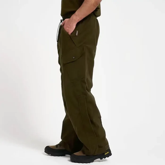 Side view of Jack Pyke Hunters Trousers Green Waterproof with cargo pockets, ideal for outdoor and hunting wear from John Bulls.  from  John Bull Clothing