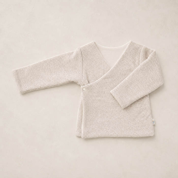 Jacket reversible style KIMONO velours - BEIGE