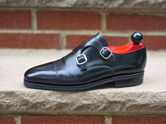 J.FitzPatrick - Double Monk Strap - Black Calf - Rubber Sole - US 7.5