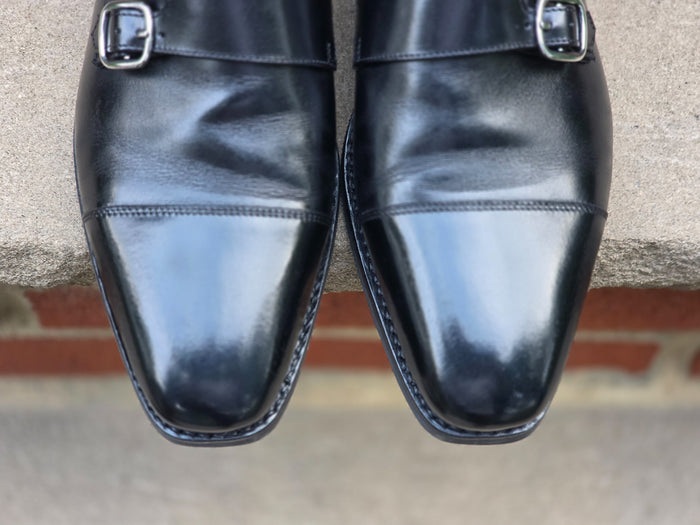 J.FitzPatrick - Double Monk Strap - Black Calf - Rubber Sole - US 7.5