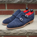 J.FitzPatrick - Double Monk Strap - Navy Suede - US 7.5