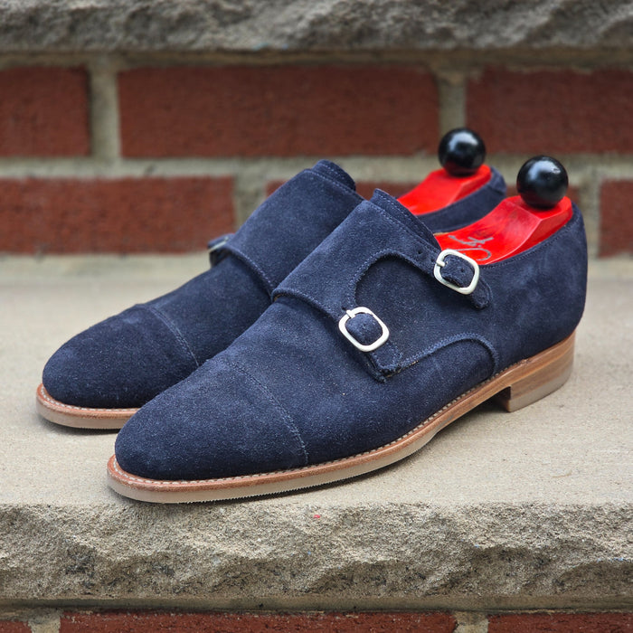 J.FitzPatrick - Double Monk Strap - Navy Suede - US 7.5