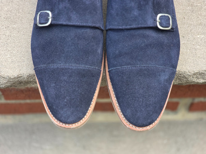 J.FitzPatrick - Double Monk Strap - Navy Suede - US 7.5