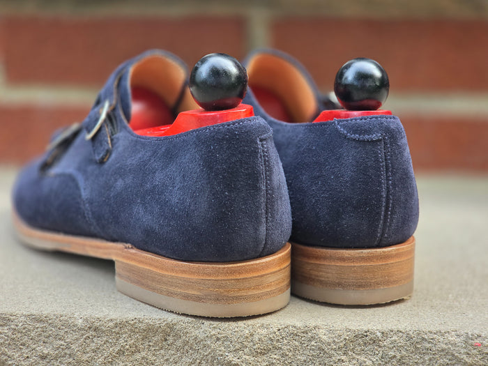 J.FitzPatrick - Double Monk Strap - Navy Suede - US 7.5