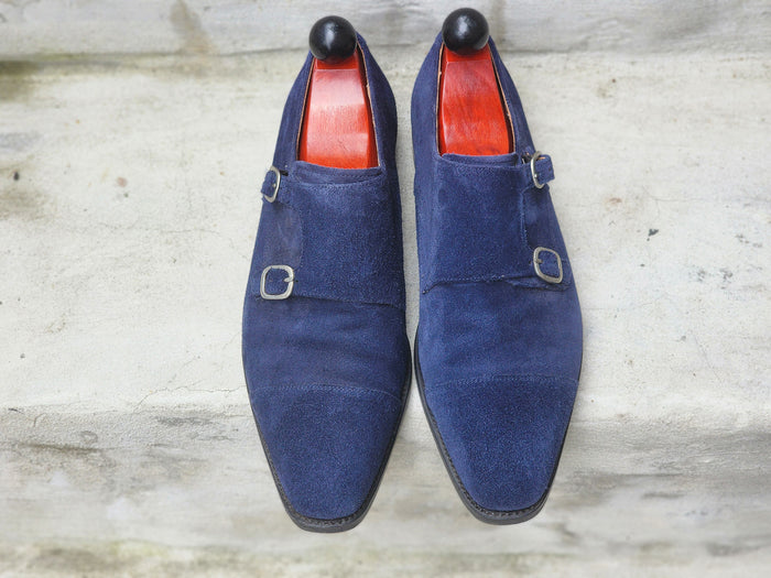 J.FitzPatrick - Suede Double Monk Strap - Blue - US 7.5